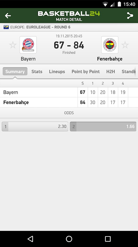 Basketball 24 - live scores Screenshot2