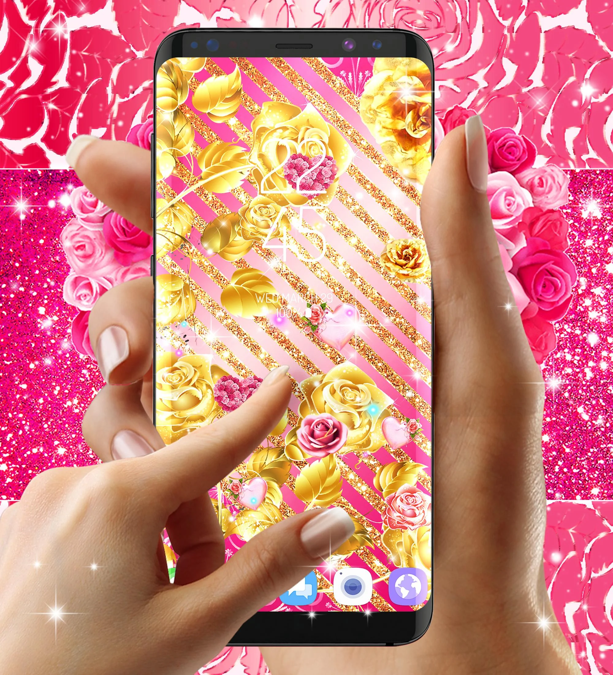 Pink rose gold live wallpaper Screenshot4