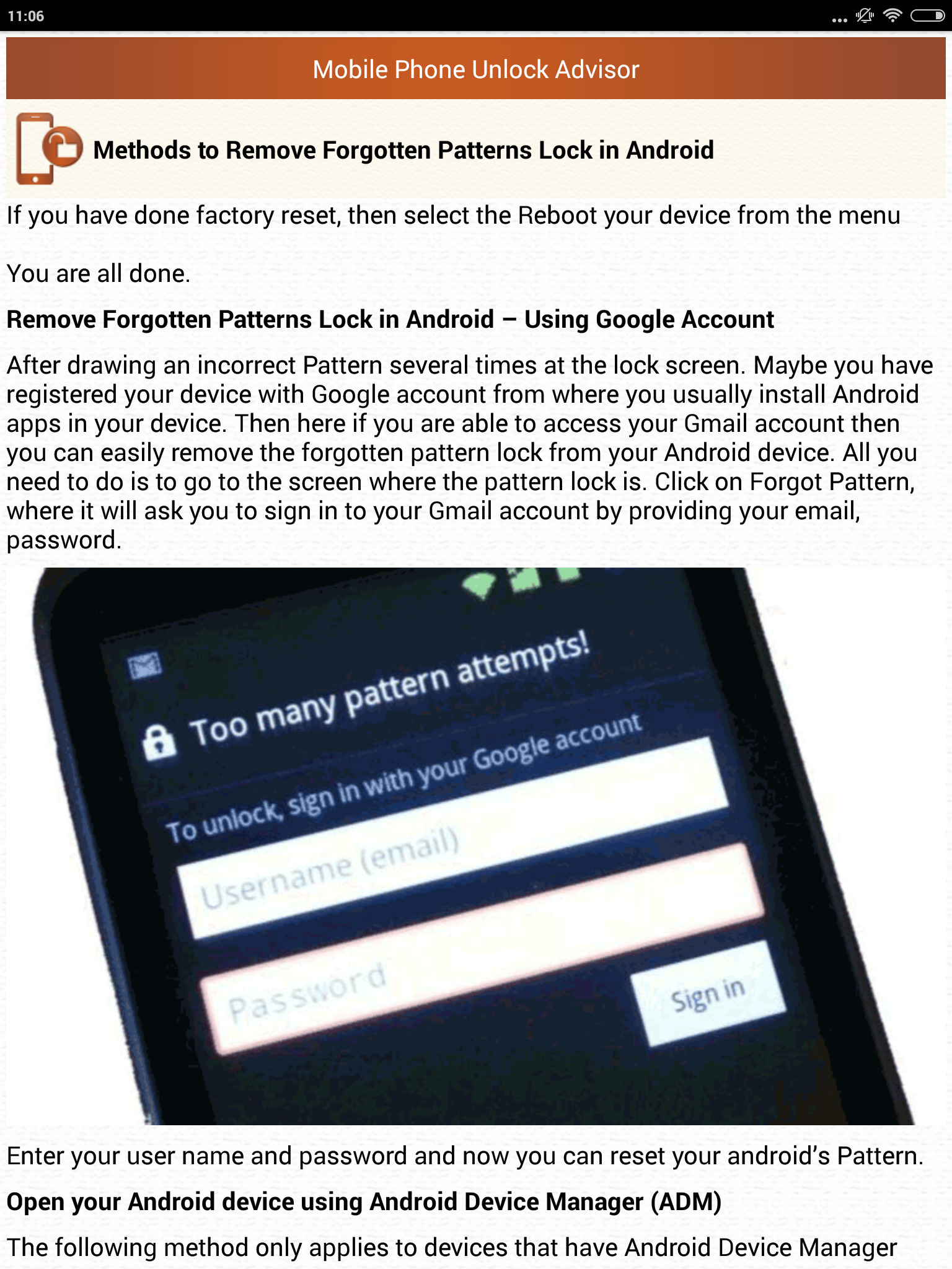 Clear Mobile Password PIN Help Screenshot11