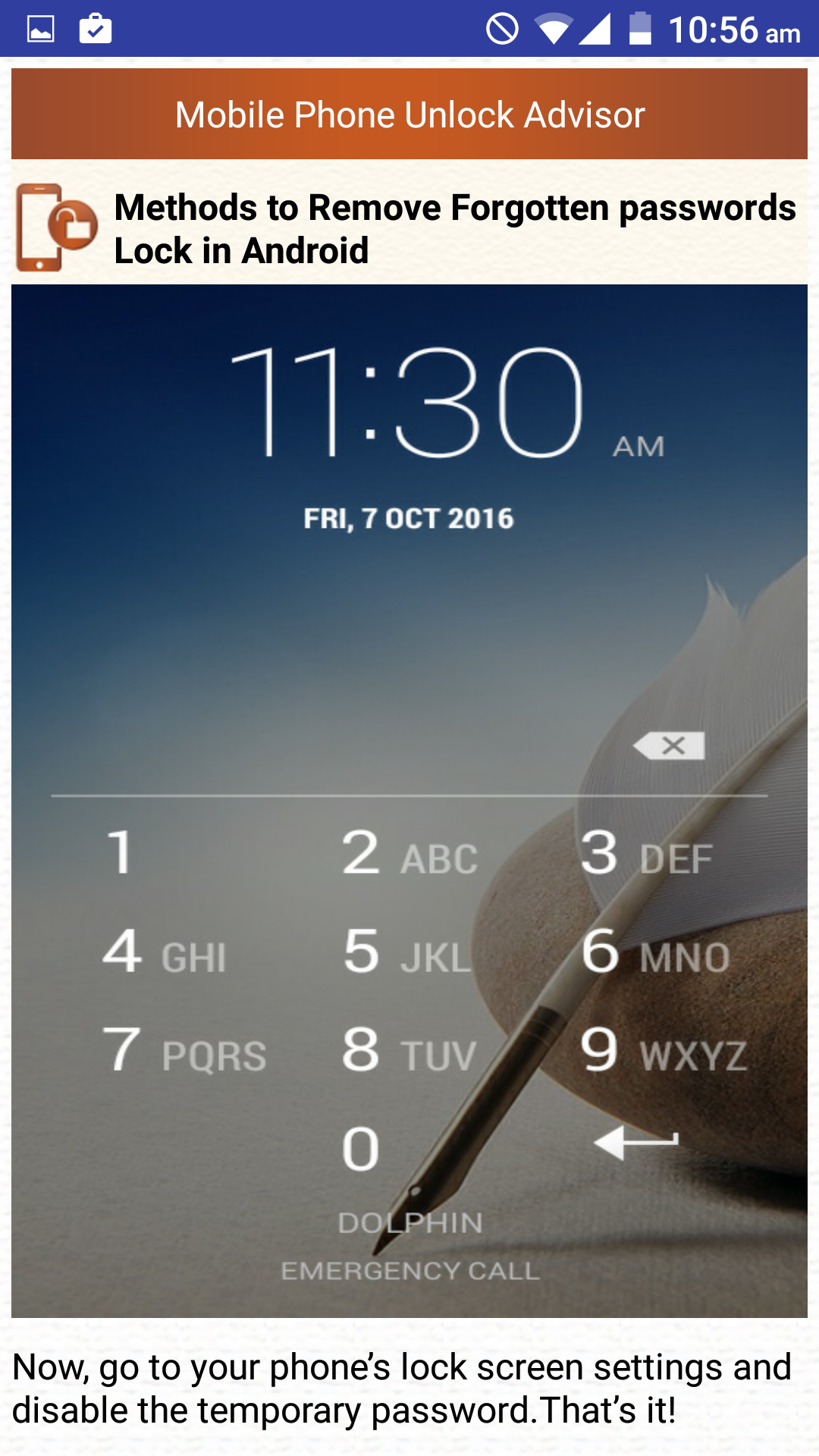 Clear Mobile Password PIN Help Screenshot3