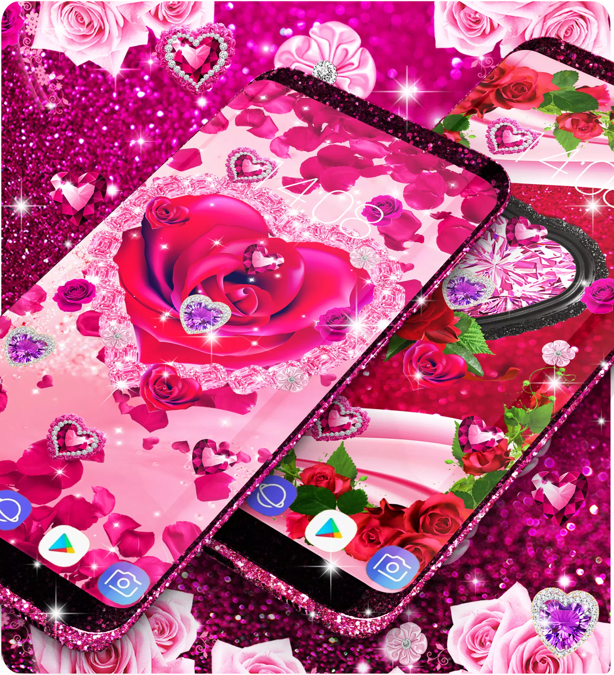 Diamond rose glitter wallpaper Screenshot8