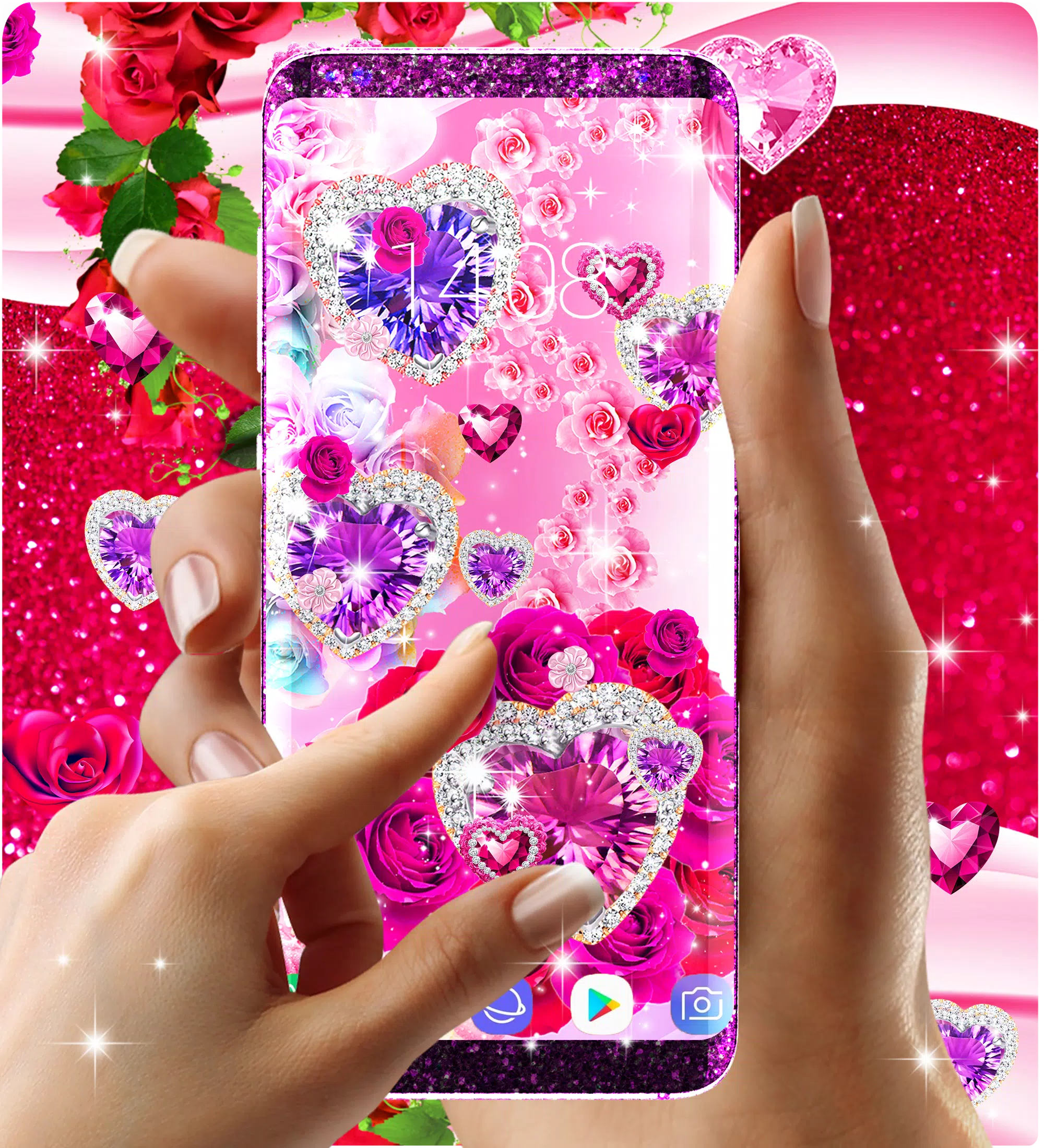 Diamond rose glitter wallpaper Screenshot3