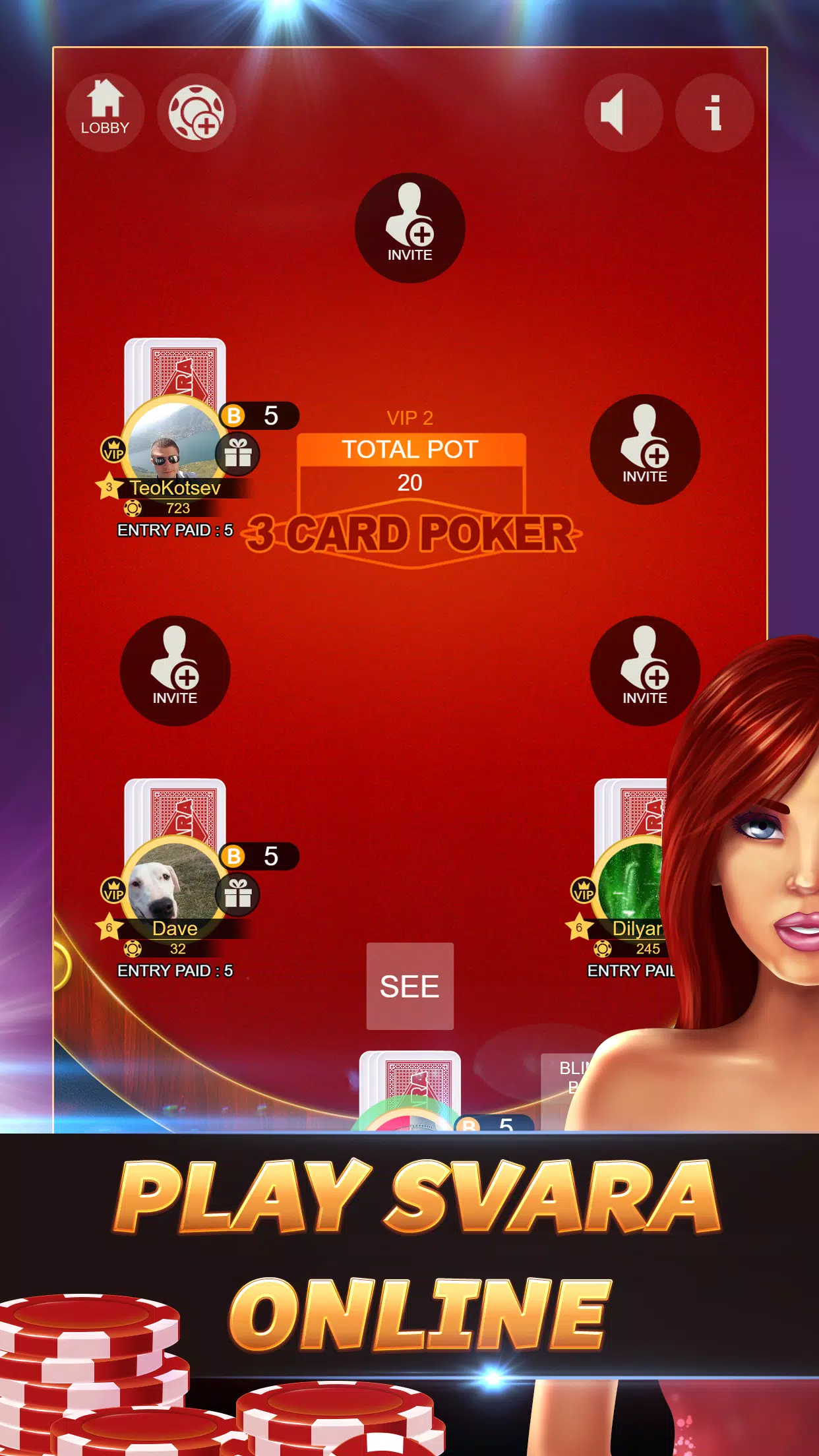 Svara 3 Card Poker Card Game Screenshot4