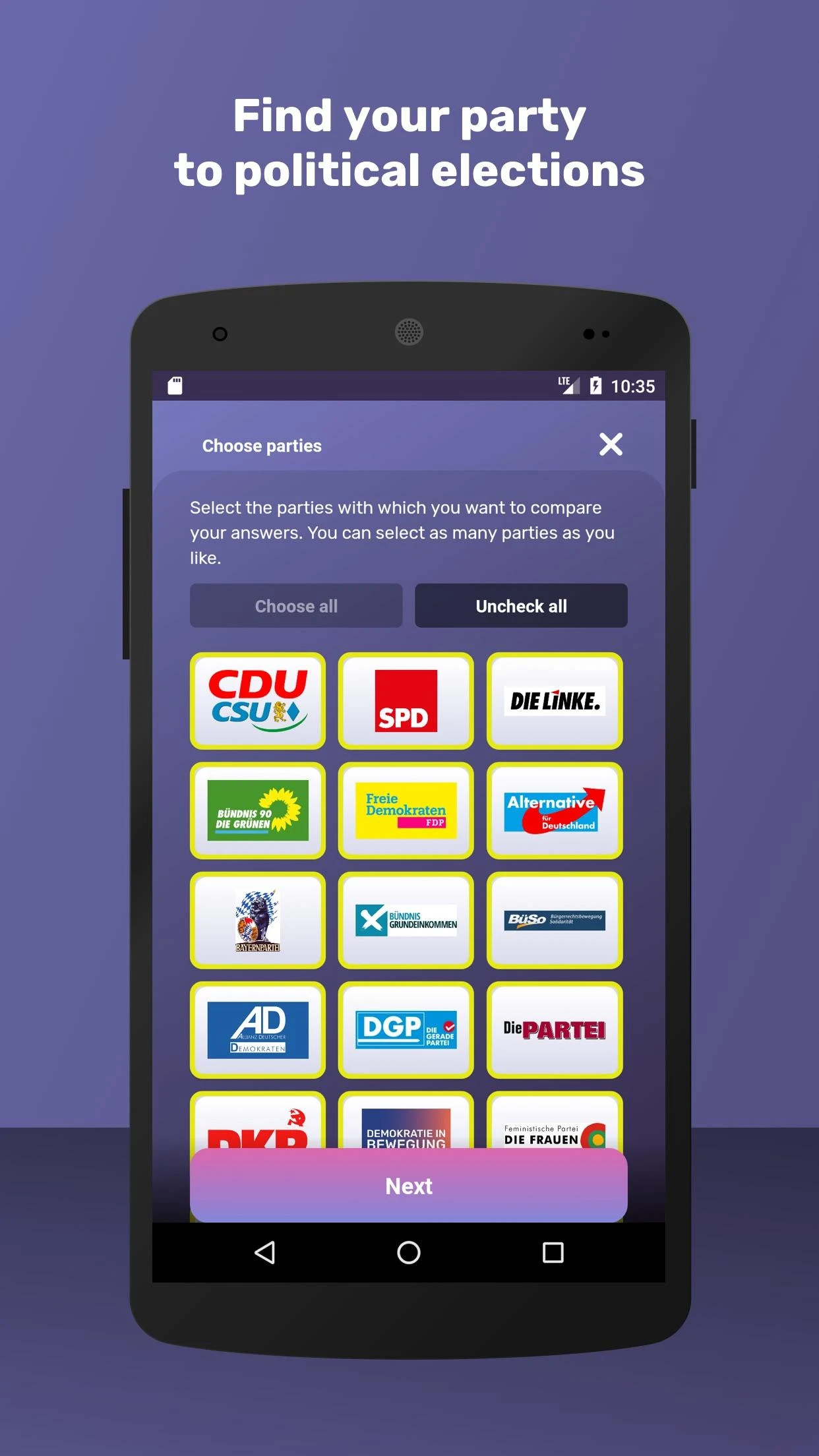 VoteSwiper - Find your party a Screenshot2