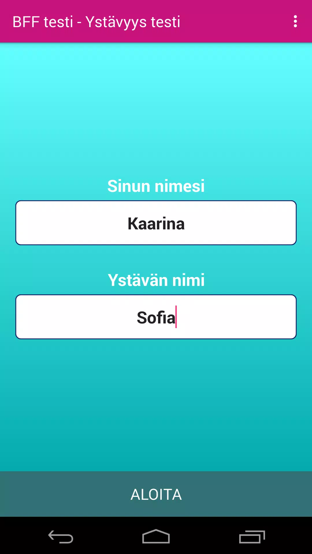 BFF testi : Kysely ystäville Screenshot1