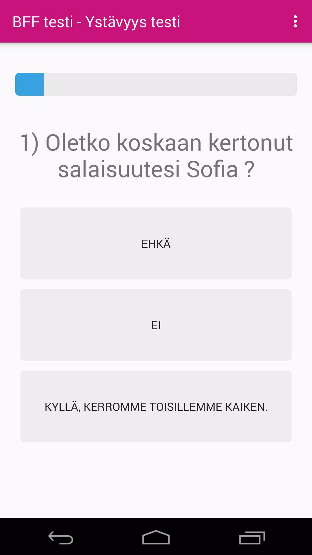 BFF testi : Kysely ystäville Screenshot2