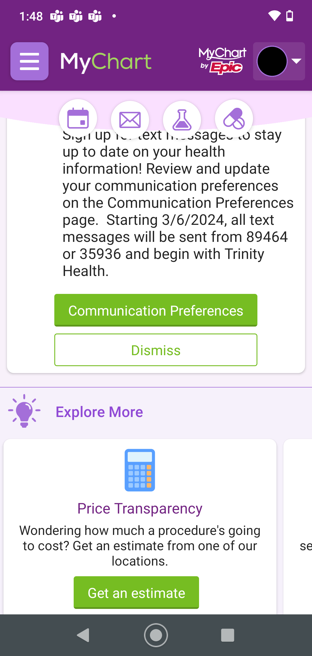 Trinity Health MyChart Screenshot2