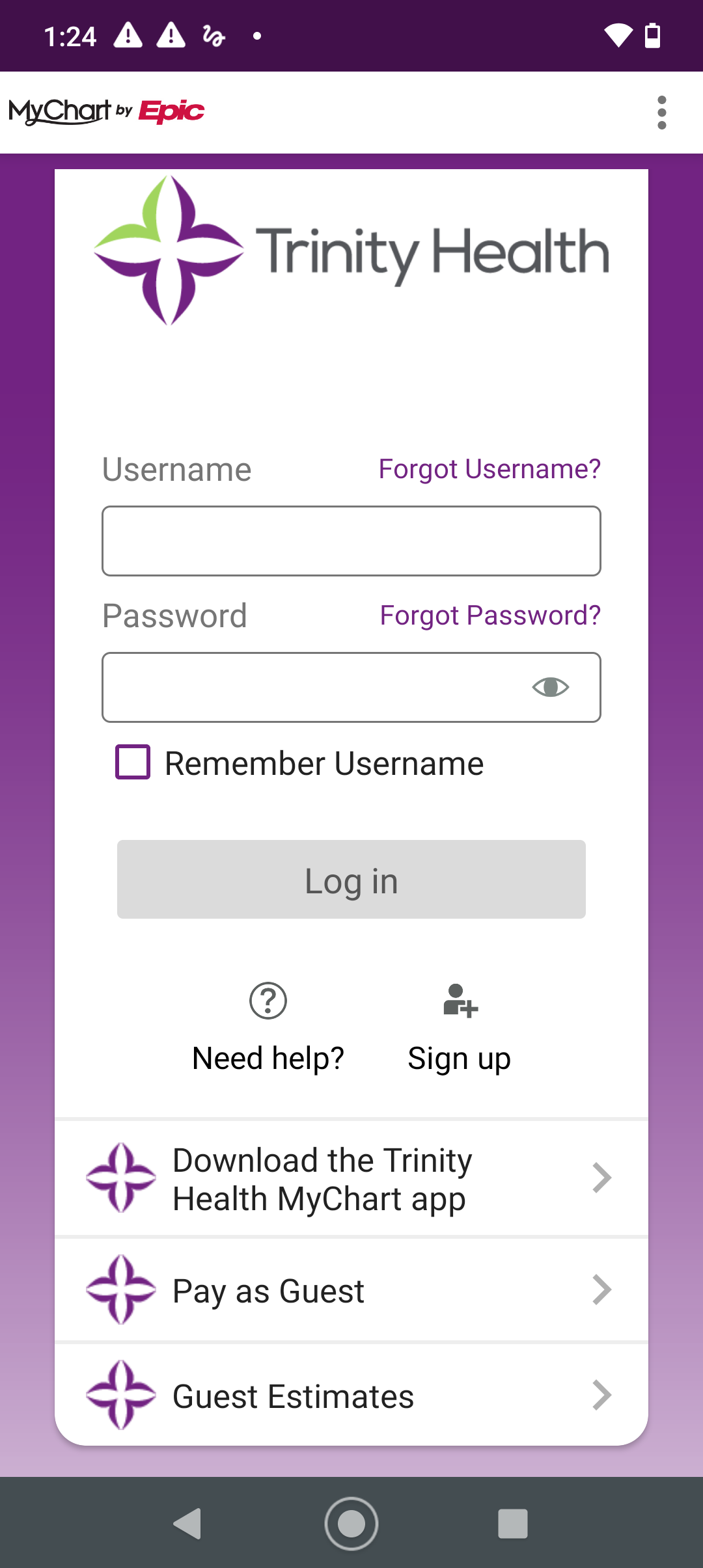 Trinity Health MyChart Screenshot1