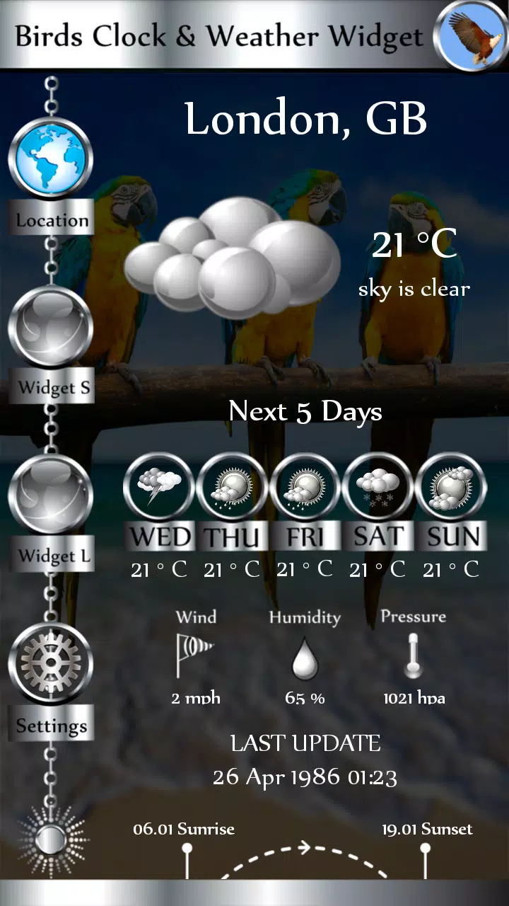 Birds Clock & Weather Widget Screenshot2