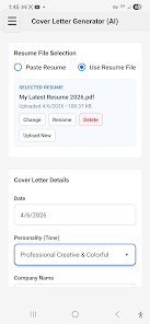 AI Job Cover Letter Generator Screenshot2