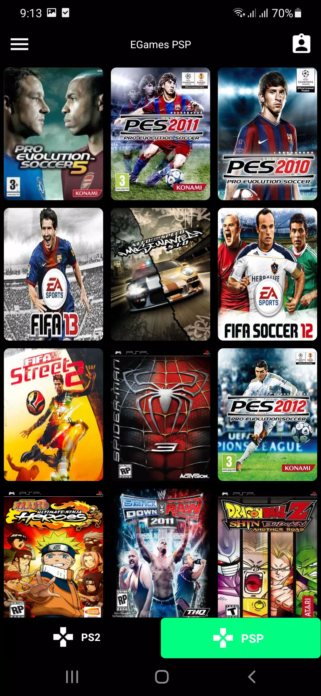 EGames PSP PS2 Screenshot1