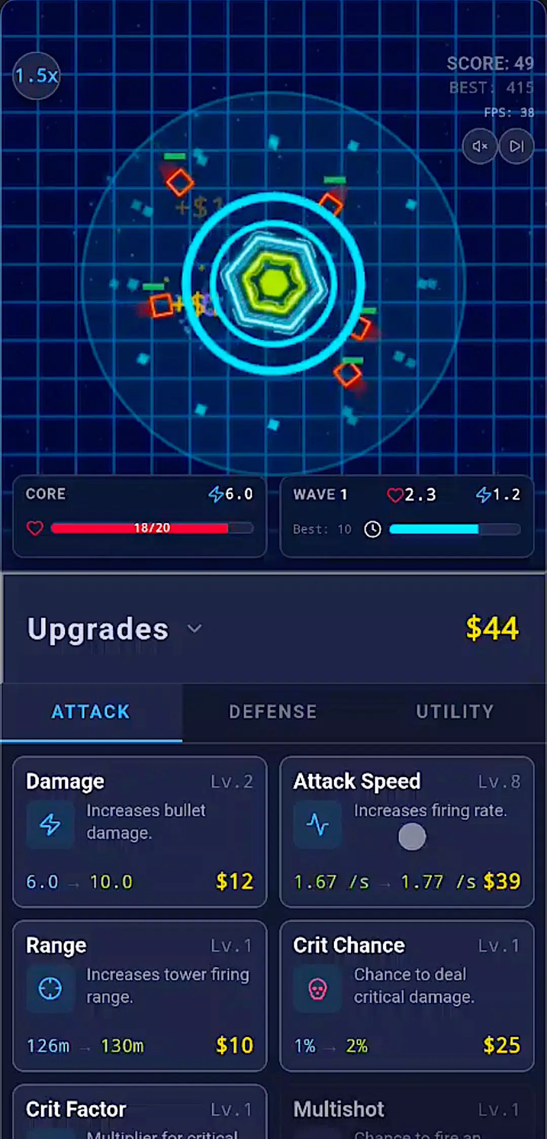 Neon Tower Defense Screenshot1